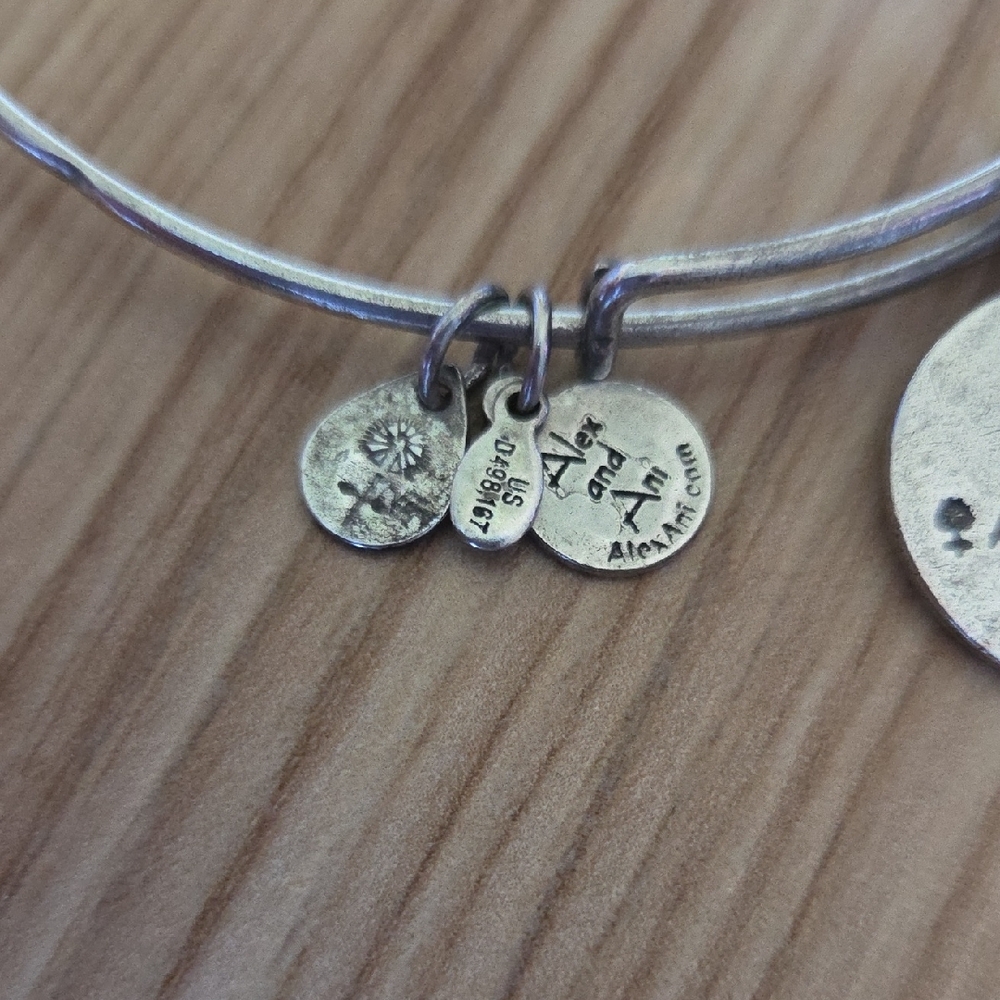 Alex and Ani Silver Lotus 2012 Charm Bangle Bracelet - Picture 3 of 8